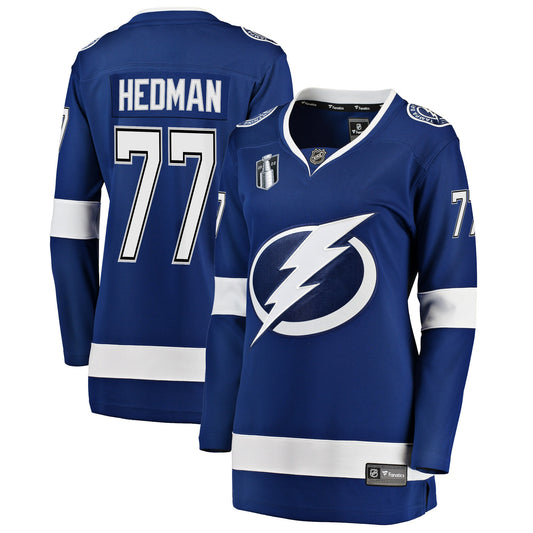 Victor Hedman Tampa Bay Lightning Fanatics Branded Women's Home 2022 Stanley Cup Final Breakaway Player Jersey - Blue