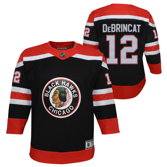 Youth Alex Debrincat Chicago Blackhawks Black Reverse Retro Blank Replica Team Jersey